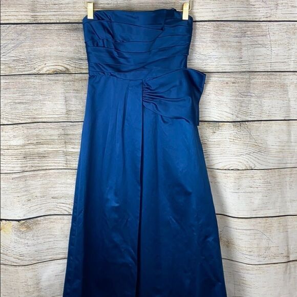 NWT BCBGMaxAzria Blue Strapless Gown Prom Dress Side Bow size 2 - Picture 3 of 10